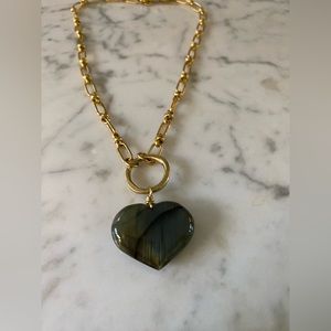 Gold and labradorite heart necklace